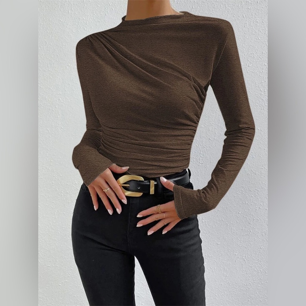 COMMENSE Ruching Long Sleeve Shirt - size XSmall